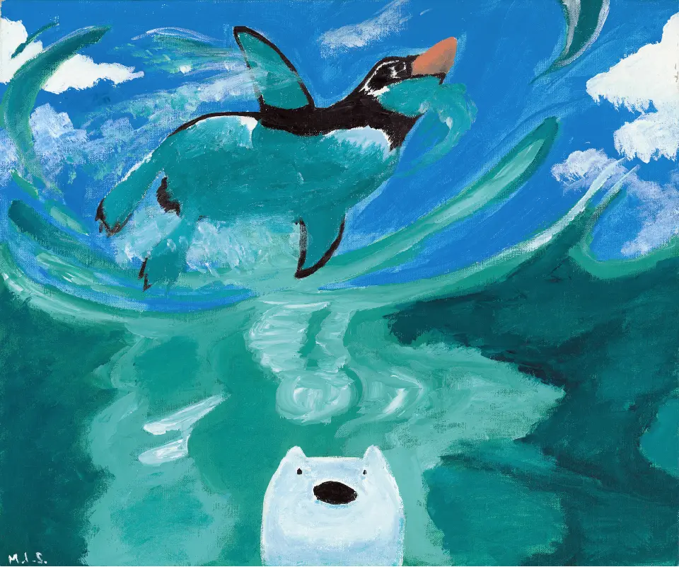 ペンギンが天空で泳いでいる