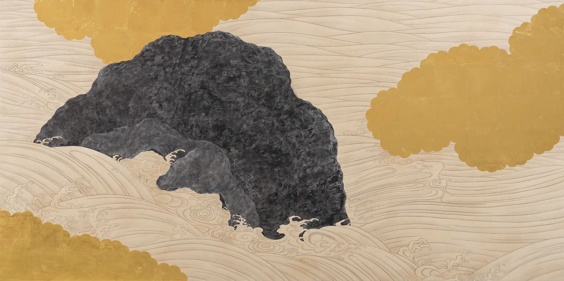 波濤鯢図　阿吽