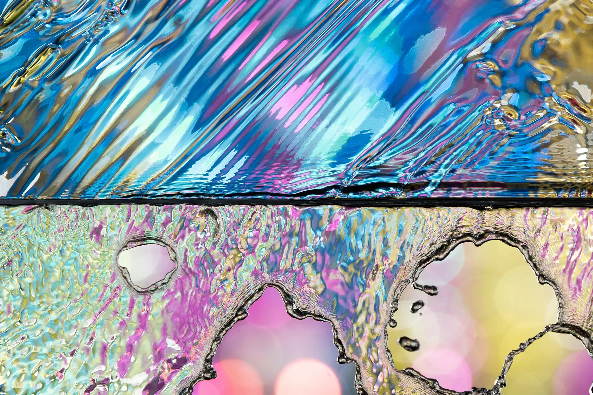 A world of brightly colored water and mirrors