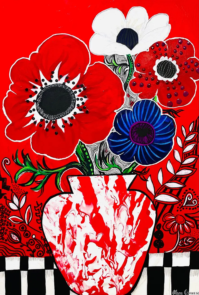 Anemone with Flower vase II by Mana Osawa / 大沢愛