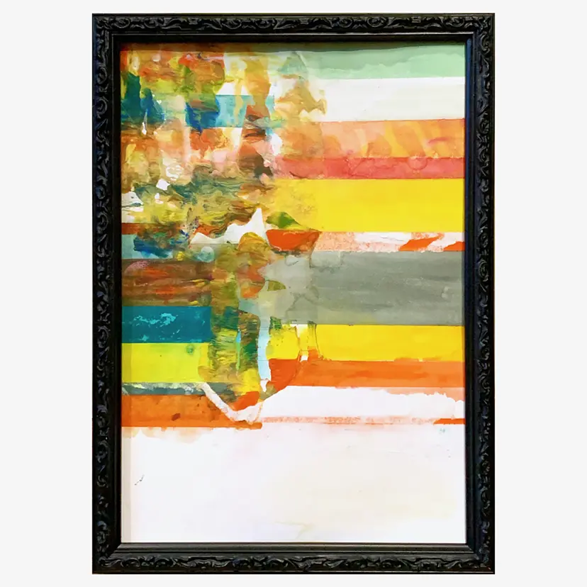 shindo銘 作者不詳 金彩水彩画 原画 絵画 芸術 美術 額装 美術品