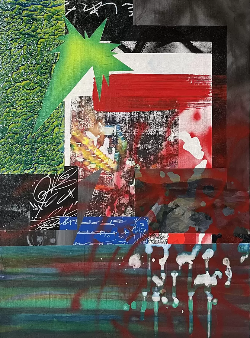 The mixed media is textured by Kobayashi Taro