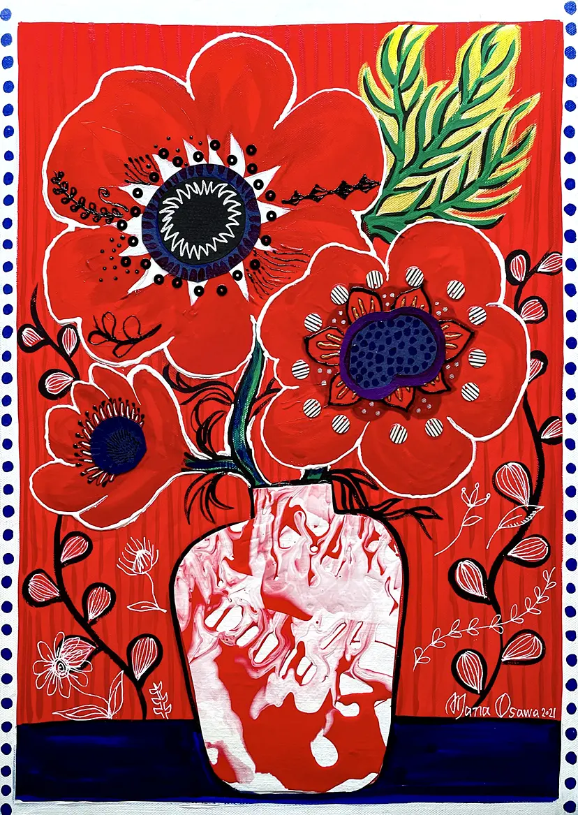 Anemone with Flower vase France  by Mana Osawa / 大沢愛