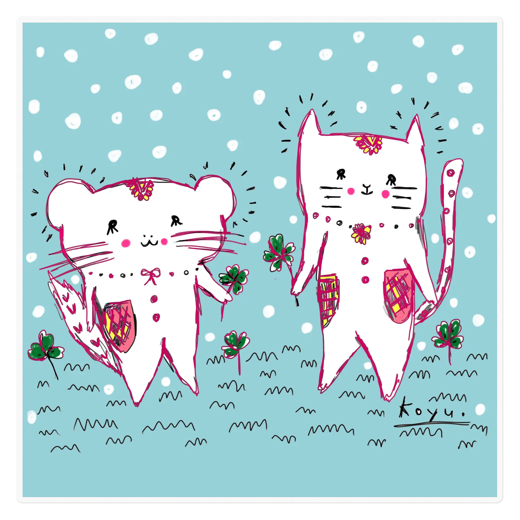 ねずみちゃんねこちゃん雪の中 by koyu. | 現代アートの販売