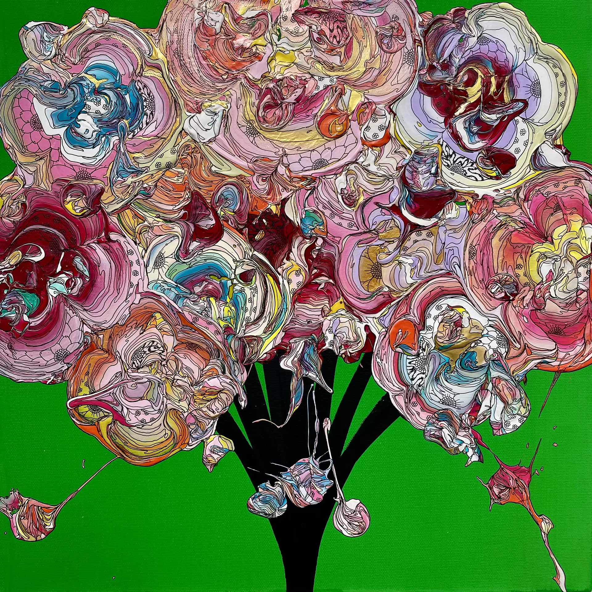 Abstract Bouquet 260219 (Green x Pink)