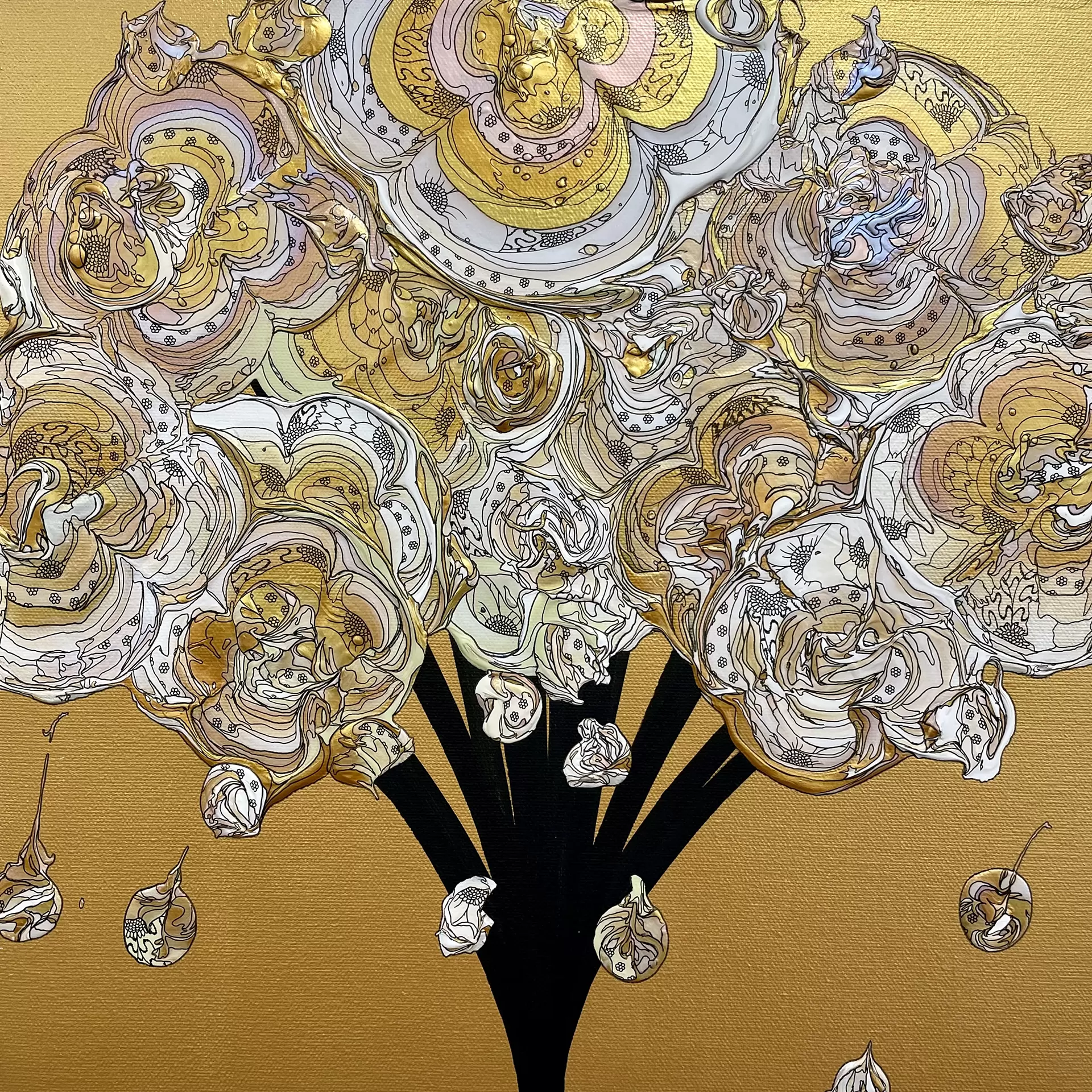 奥田雄太 さん アート 原画 アブストラクトブーケ 人気作家 Abstract Bouquet 260219 (Gold x Gold) by 奥田雄太 | 現代アートの