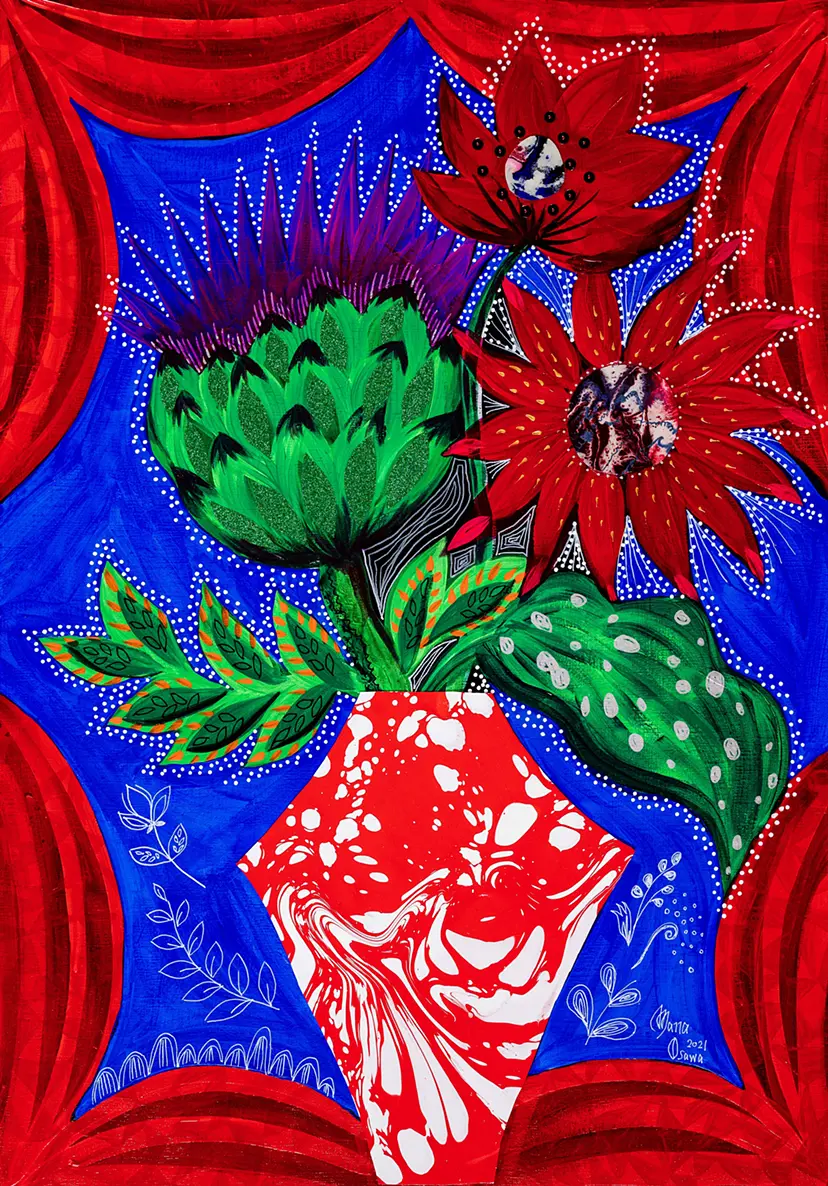 Artichoke with Flower vase  by Mana Osawa / 大沢愛