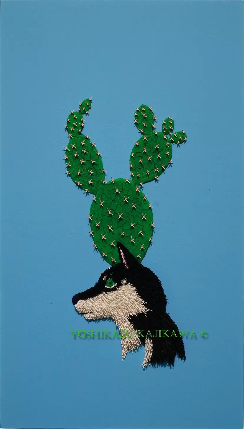 Shiba Inu with a Cactus on Its Head by 梶川能一