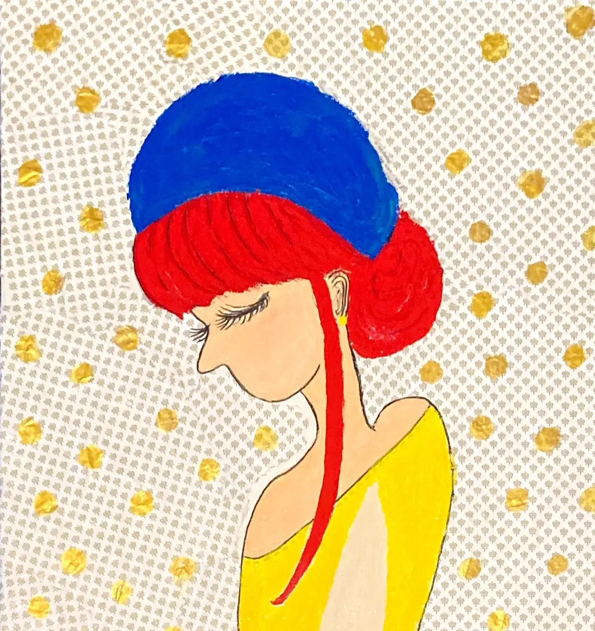 A woman in Blue beret ~ yellow