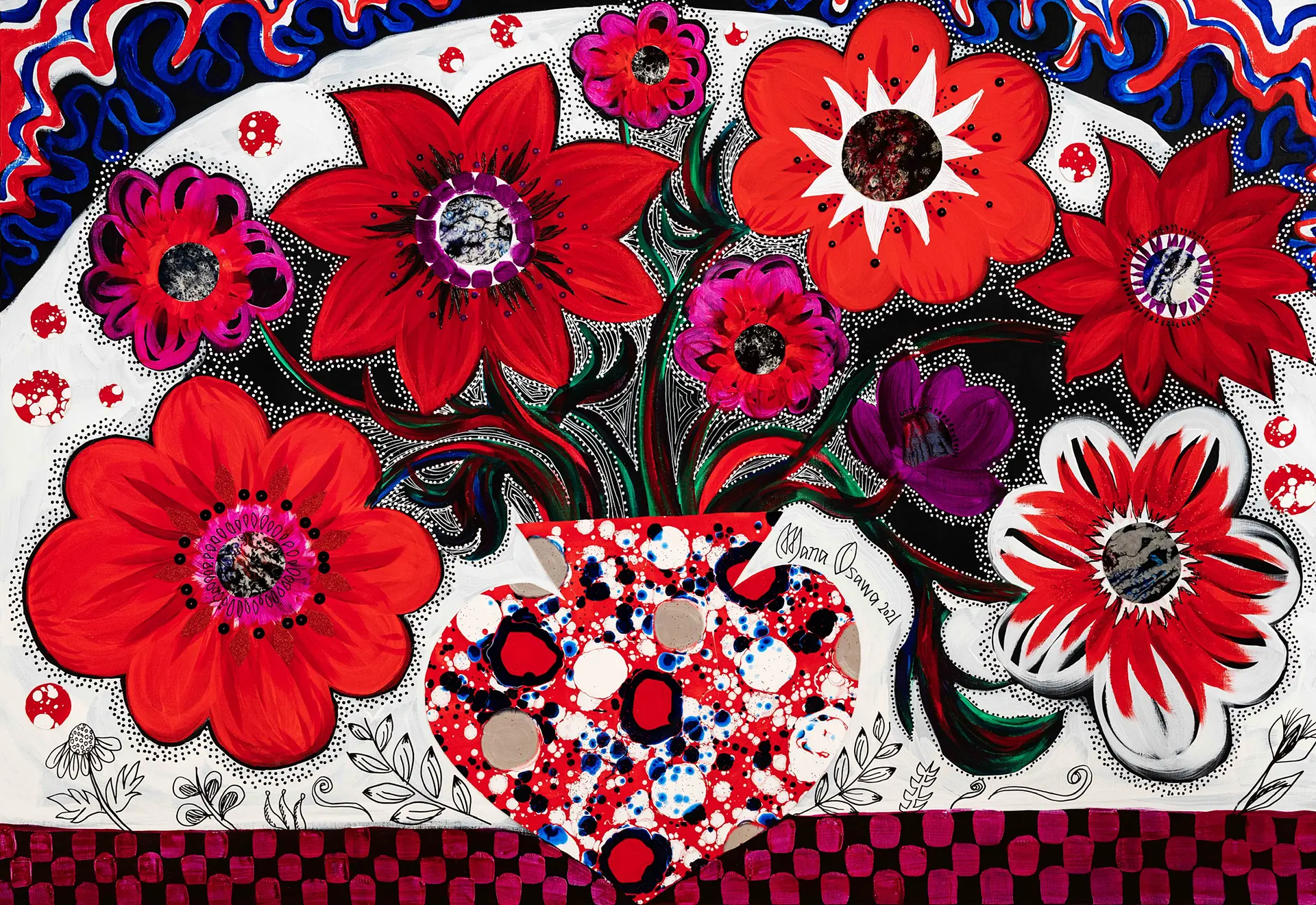 Anemone Spring Red with Flower vase