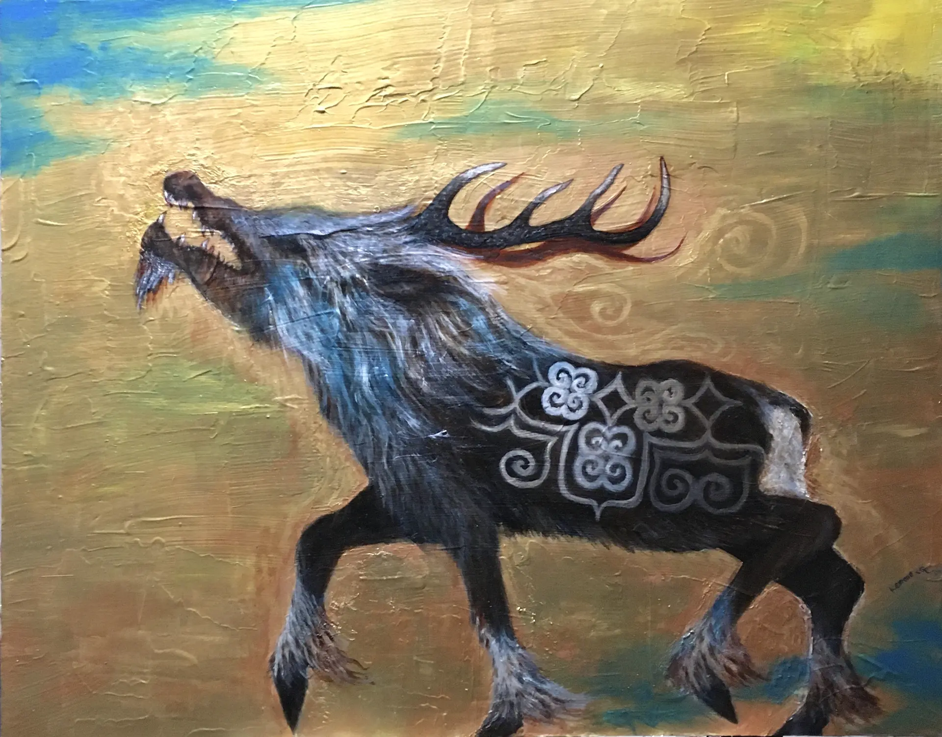 麒麟獣文花生 麒麟の模様 | kemonogallery ｜インテリア絵画 アートの専門通販