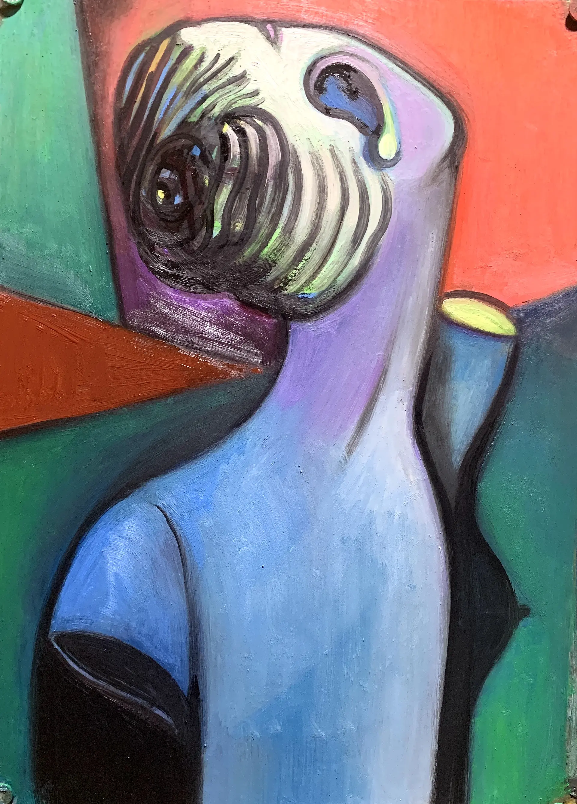 林　耕平　　コウヘイ画伯　　　自画像　　油彩画　　木製ボード 林耕平/コウヘイ画伯 のアート作品 | 現代アートの販売・通販 | ArtSticker