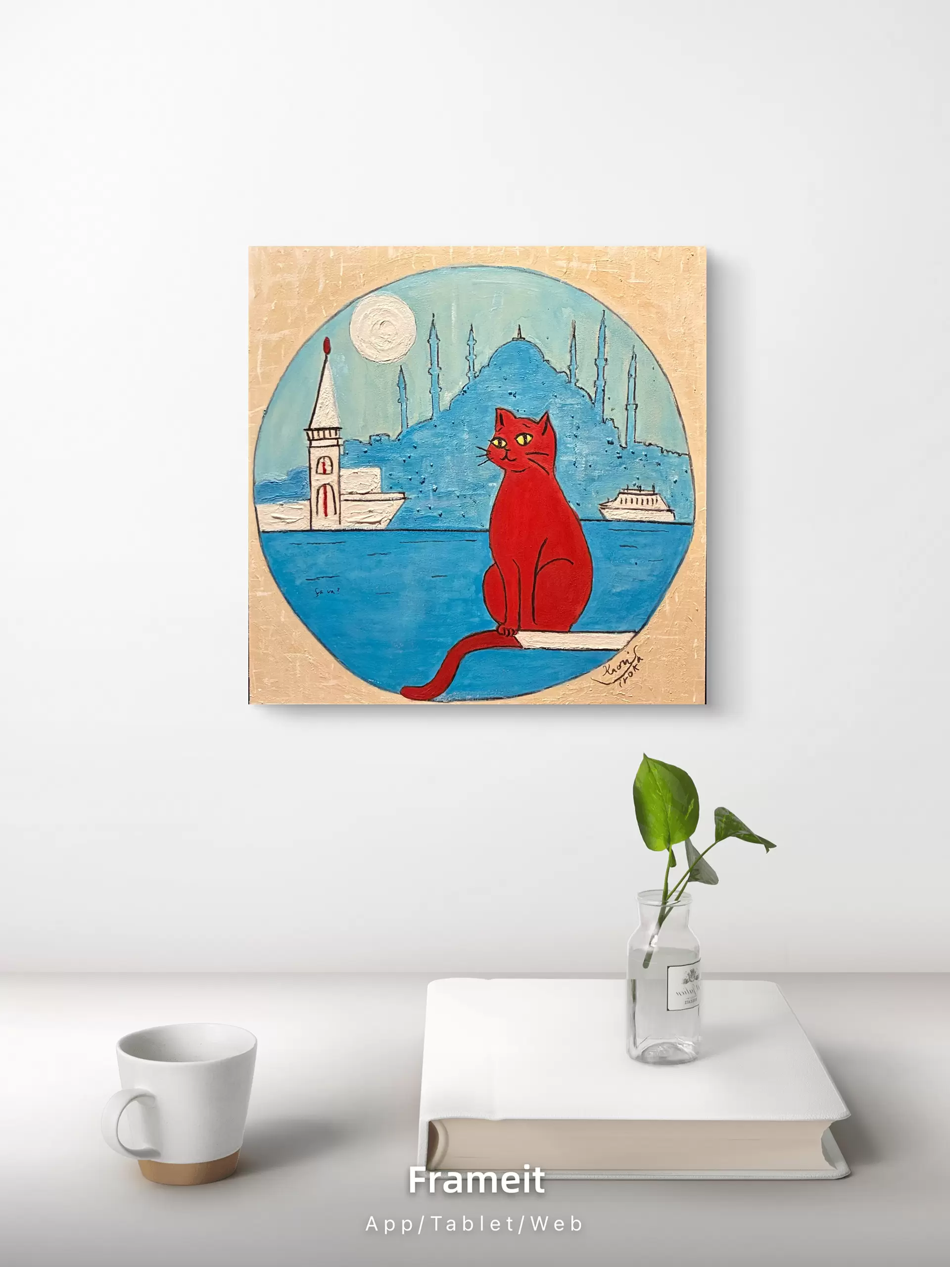 ポスポラス海峡の赤いネコとサバサンド by IROKA | 現代アートの販売