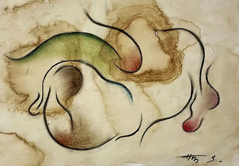 漆を施した現代的なさくらんぼのアート作品 絵画 絵画