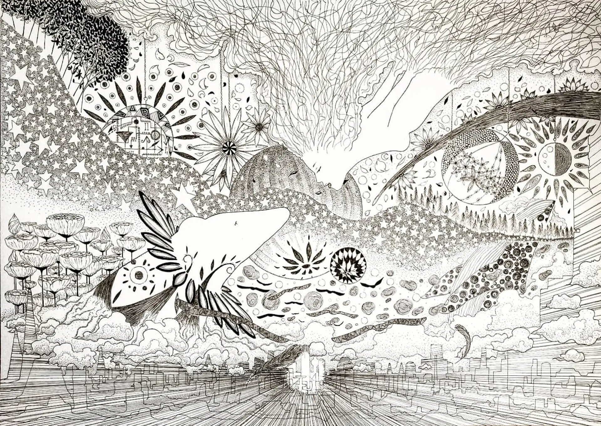 手描きオリジナルイラストアート　原画〖星屑〗 Yahoo!オークション - オリジナル手描きイラスト Spring