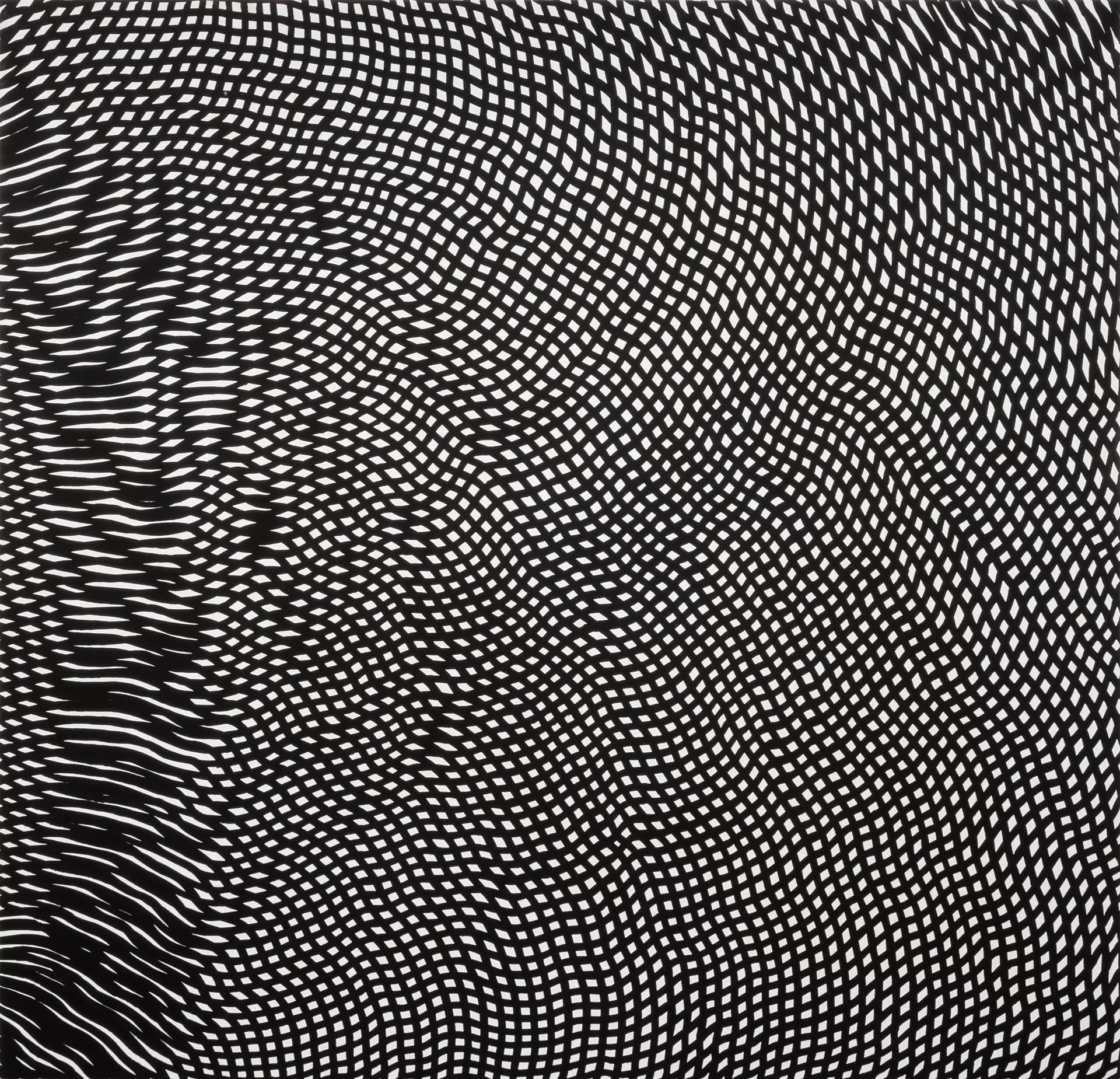 斜線を引き、交差させていく /  I draw diagonal lines and crossing them
