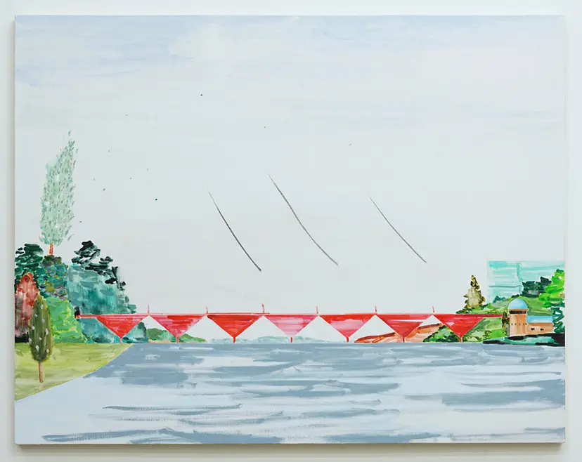 Red bridge,・Rain・Lake by Wataru Ozu