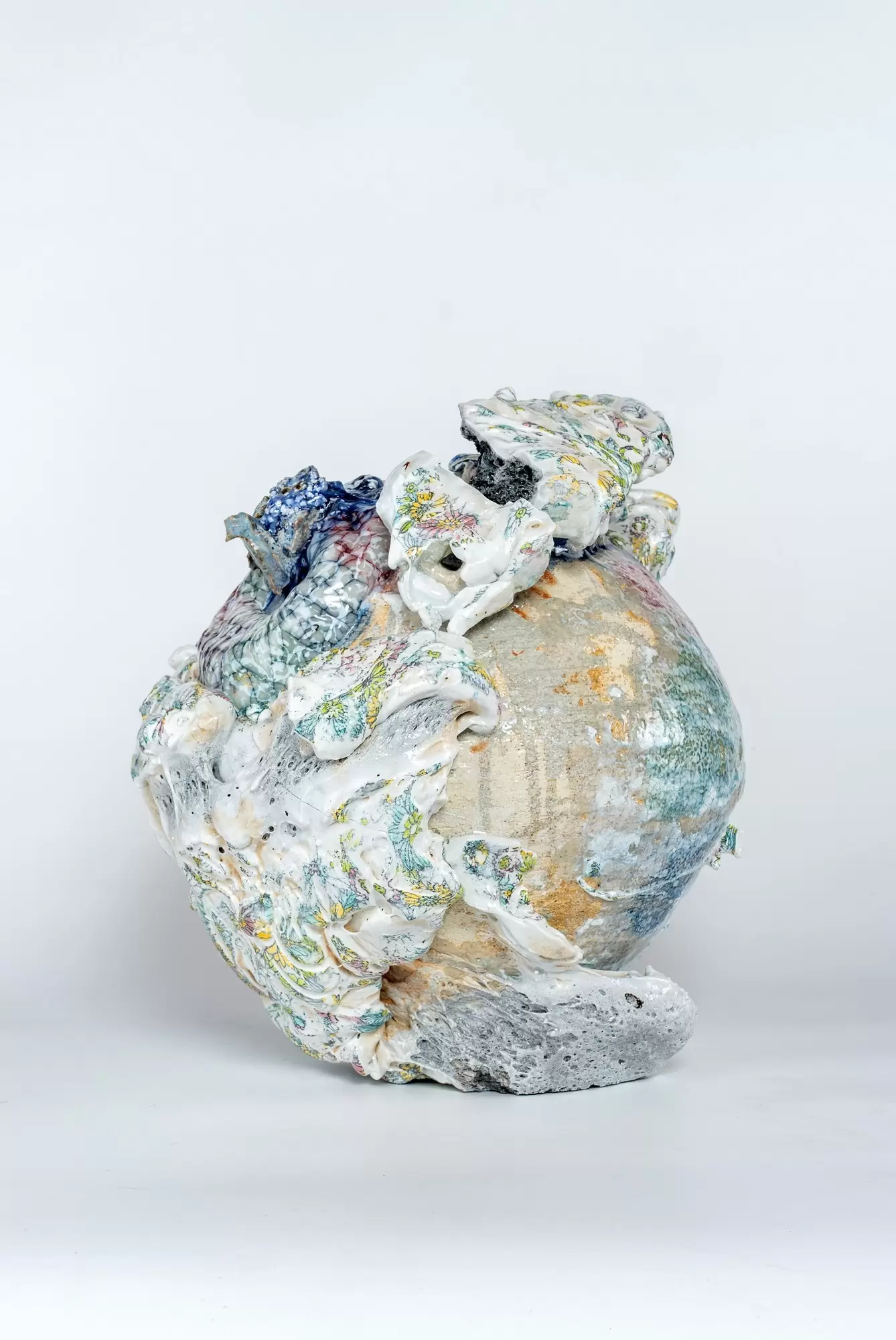 Floral White Glaze Jar