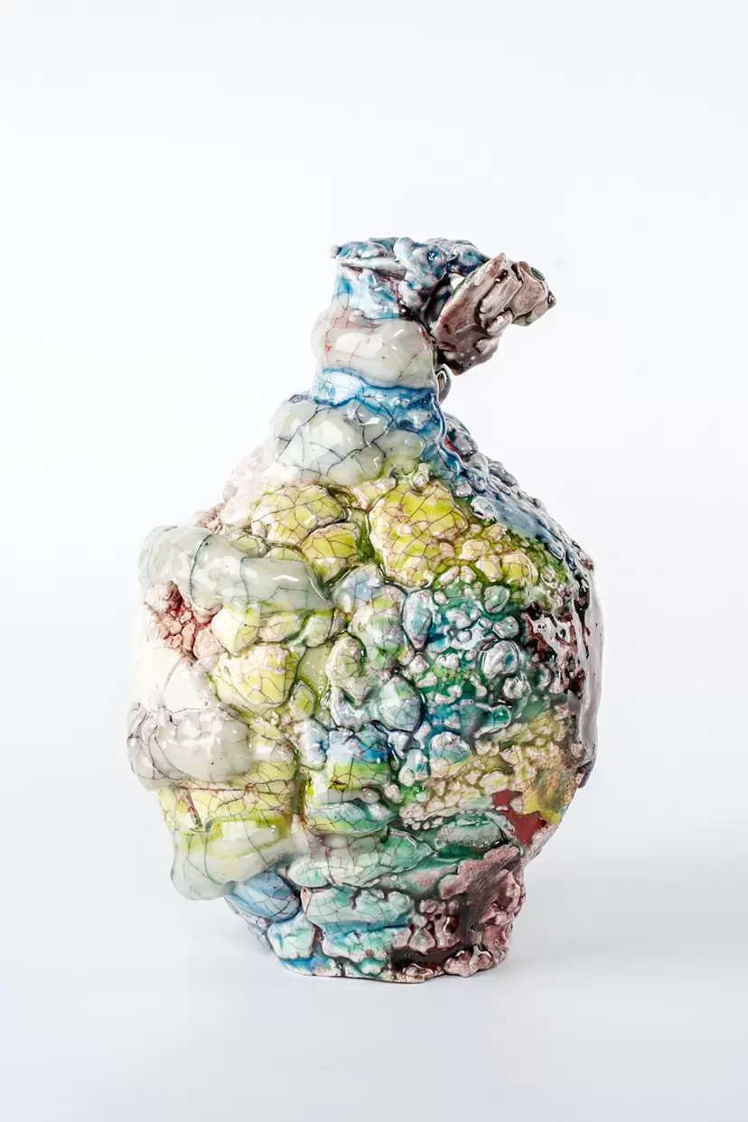 Hybrid Oribe & White Glaze Bottle by 氏家 昂大