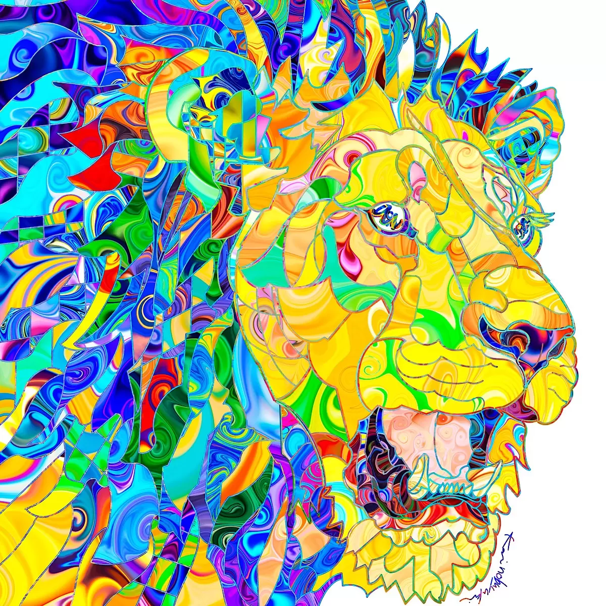 Lion × Fruits × Blue flames