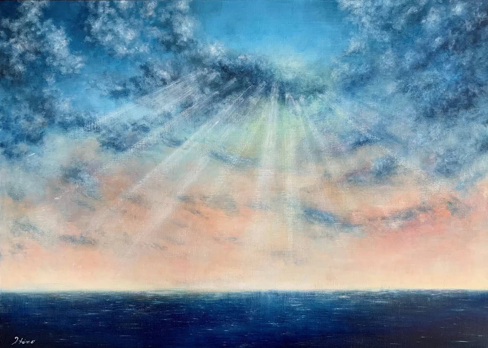 油絵 絵画 原画『月に舞い降りた天使』 舞い降りてきた天使たち by HIRO | 現代アートの販売・通販 | ArtSticker