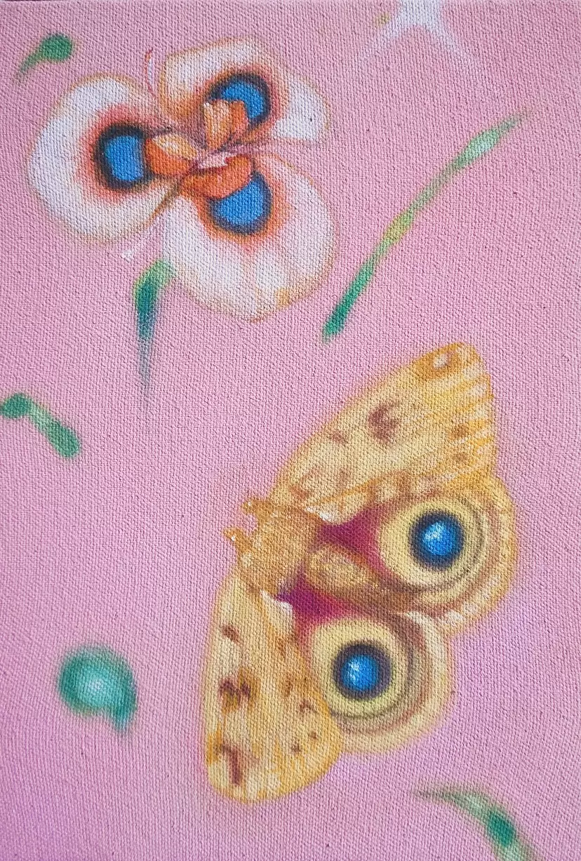 Phosphene, moth and flower by Satoko Asahi