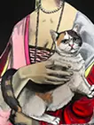 With a white cat 