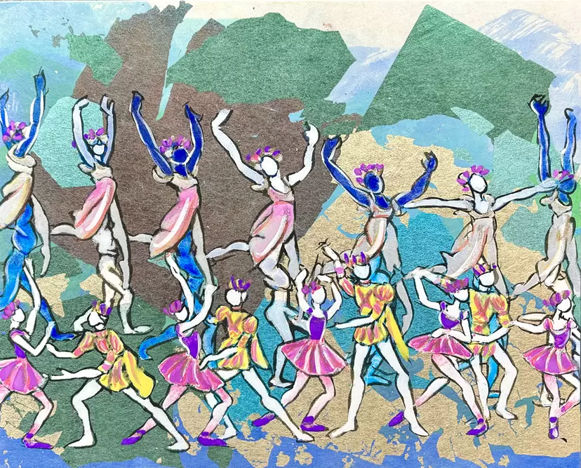 レア】絵画 ダンス ラテンダンス 踊りの絵 舞踏会 舞踊 大判