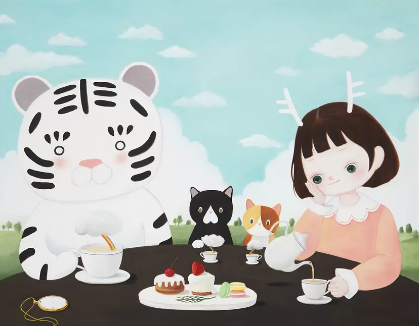 Our happy tea time by Woojung Son