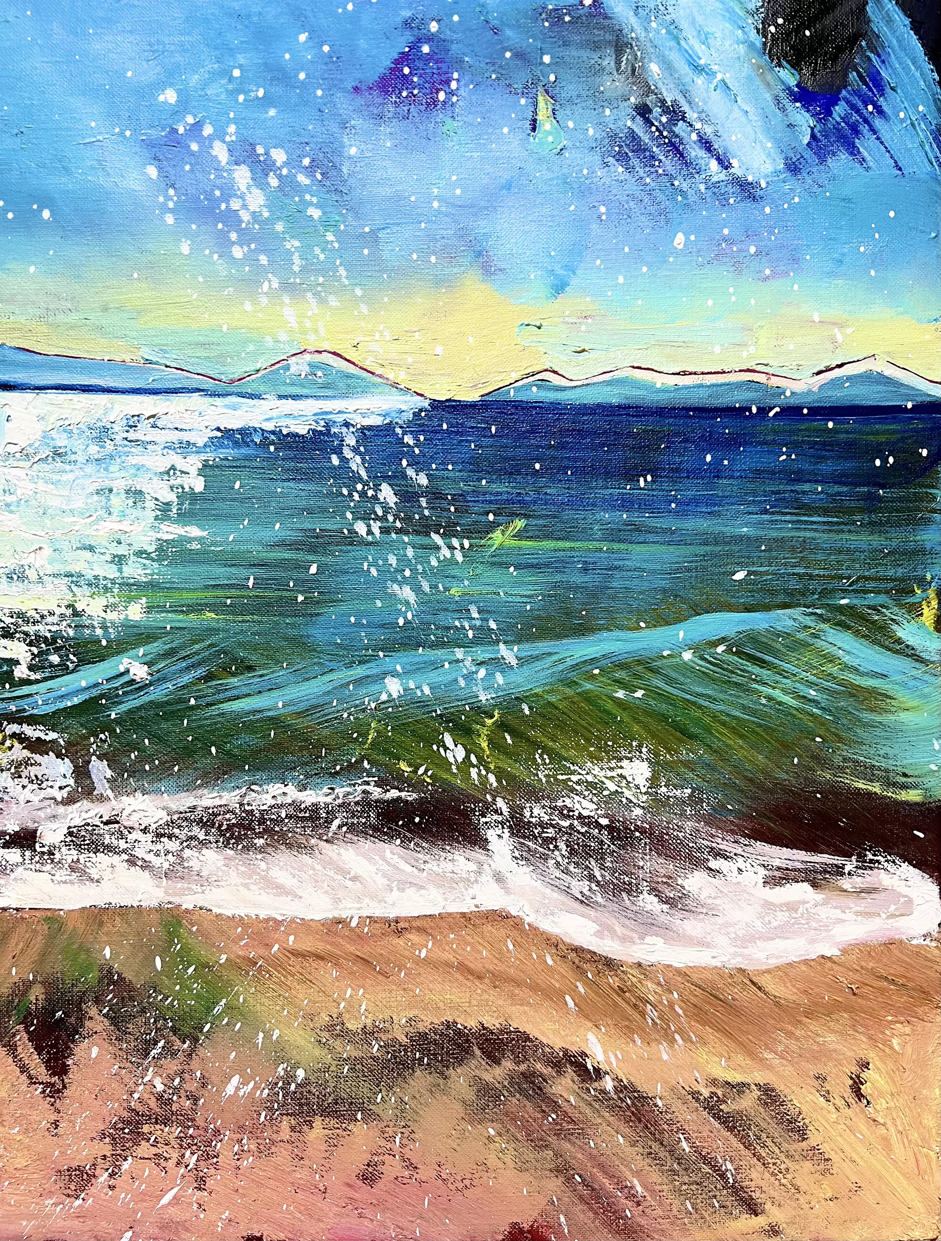 【F6号】2000Hz、真夏の夢 油絵 原画 oil paintingブルー F6号】2000Hz、真夏の夢 油絵 原画 oil paintingブルー