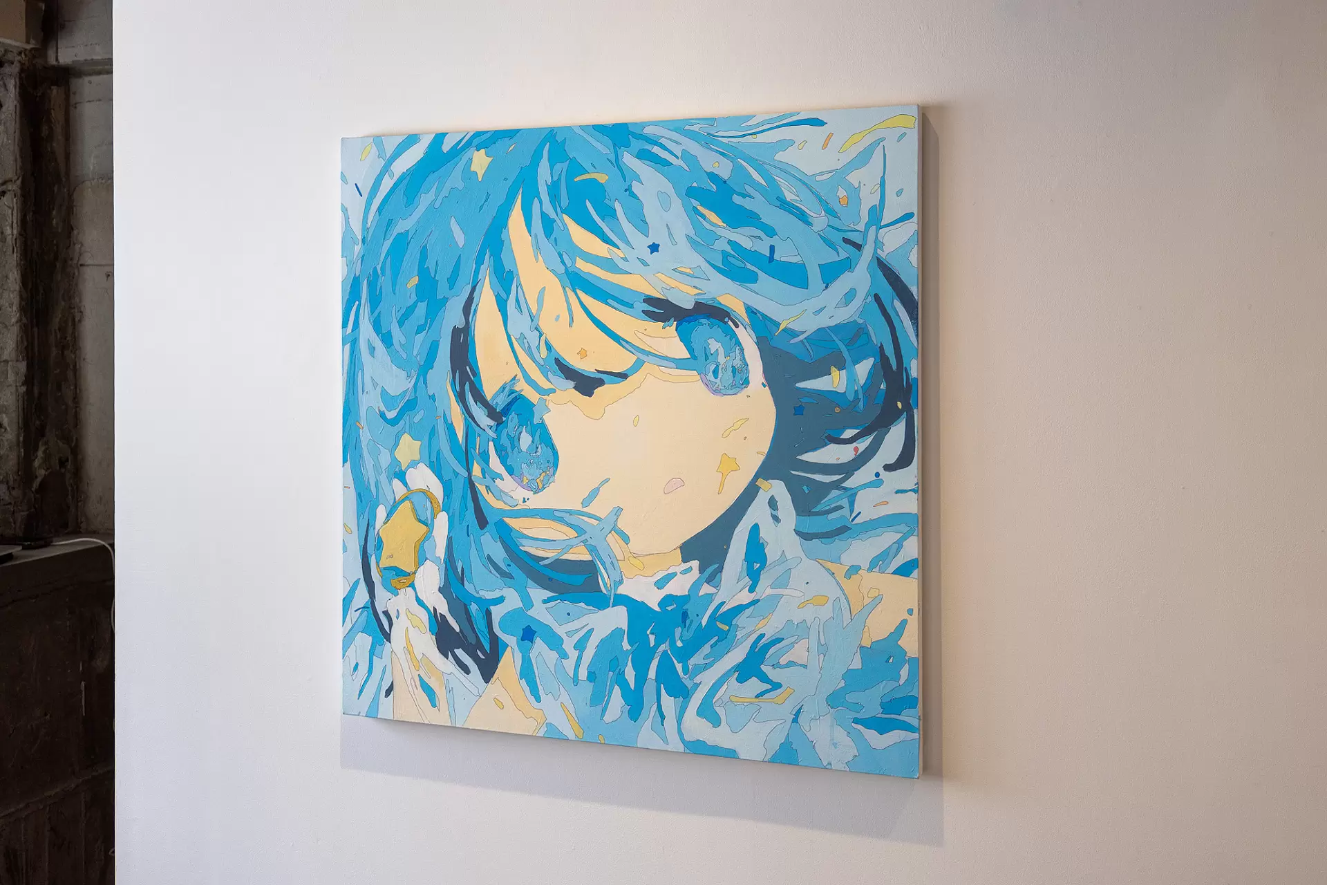 ぷ*あ様 グレイッシュブルーの記憶　　絵画原画 原画 『繋がる青(月)』 - uiwk | minne byGMOペパボ 国内最大級