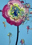Abstract Single Flower 240720 (Sky Blue x Pink) 