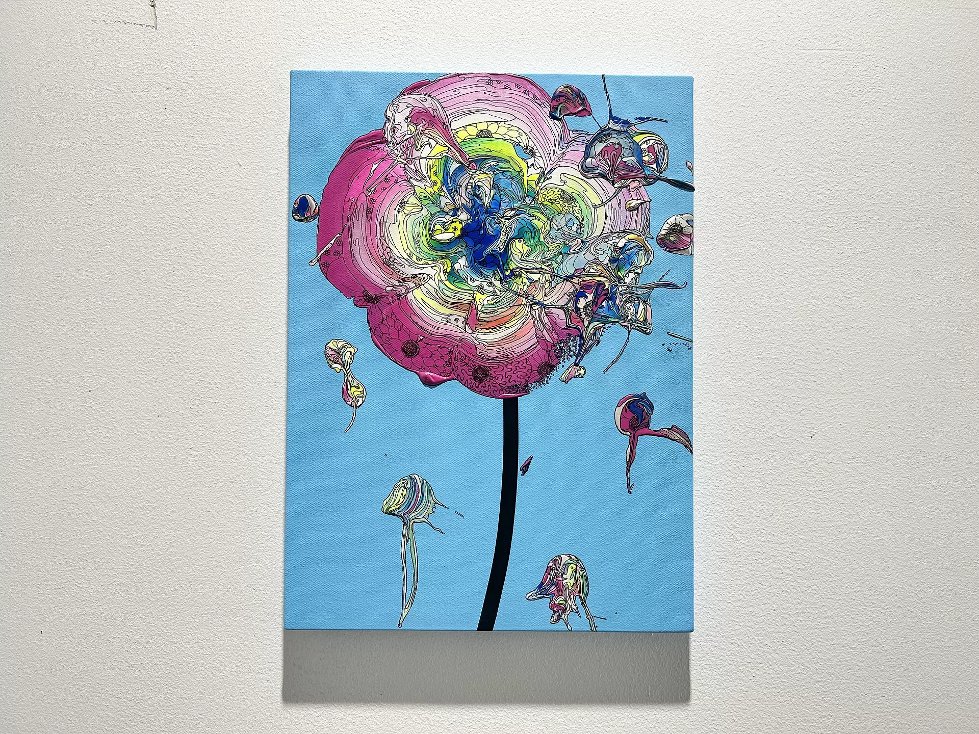 Abstract Single Flower 240720 (Sky Blue x Pink) by yutaokuda | 現代アートの販売・通販  | ArtSticker