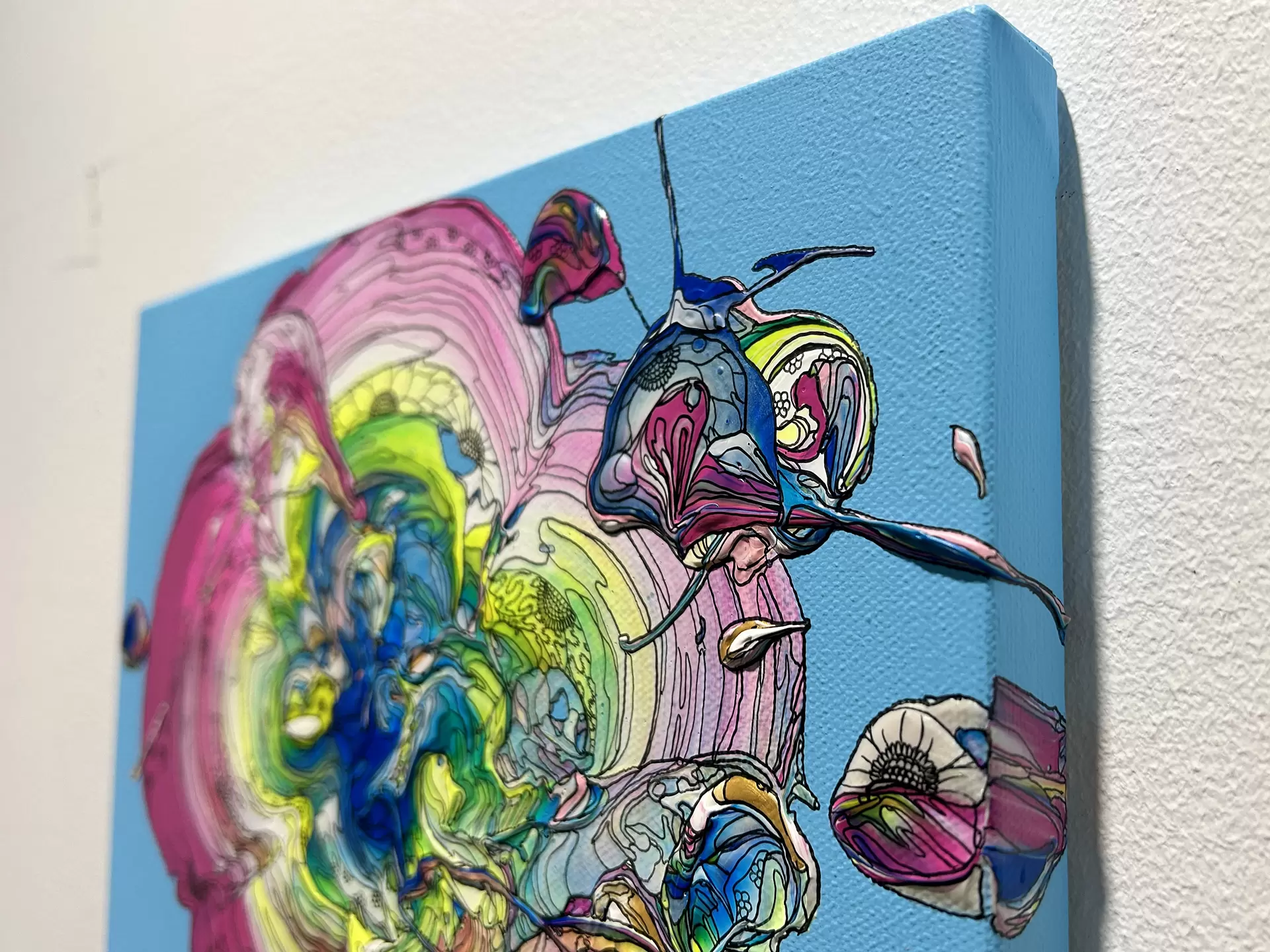 Abstract Single Flower 240720 (Sky Blue x Pink) by yutaokuda