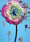 Abstract Single Flower 240720 (Sky Blue x Pink) 