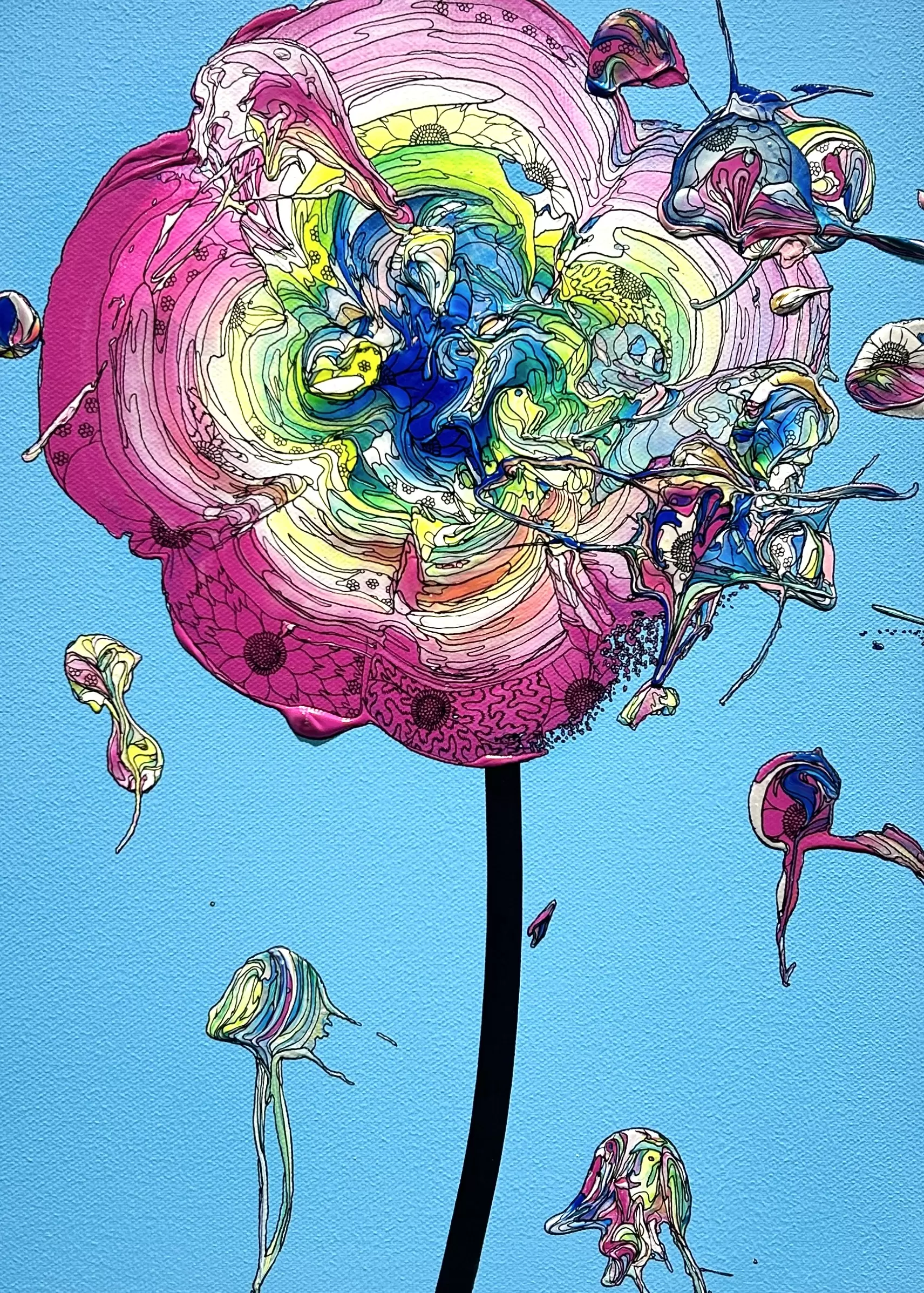 Abstract Single Flower 240720 (Sky Blue x Pink) by 奥田雄太
