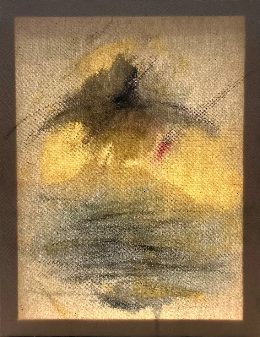 F8　川　コラージュ　アート作品　布の絵 F8 川 コラージュ アート作品 布の絵 F8 川 コラージュ アート