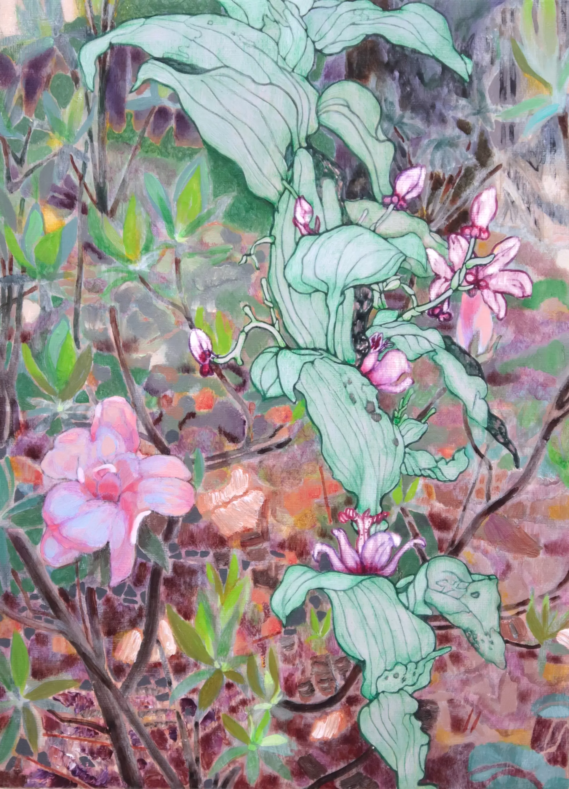 【一点物イラスト】憂さ子【A4サイズ.イラスト 現代アート 絵 】 足元に咲く by 平埜佐絵子 | 現代アートの販売・通販 | ArtSticker