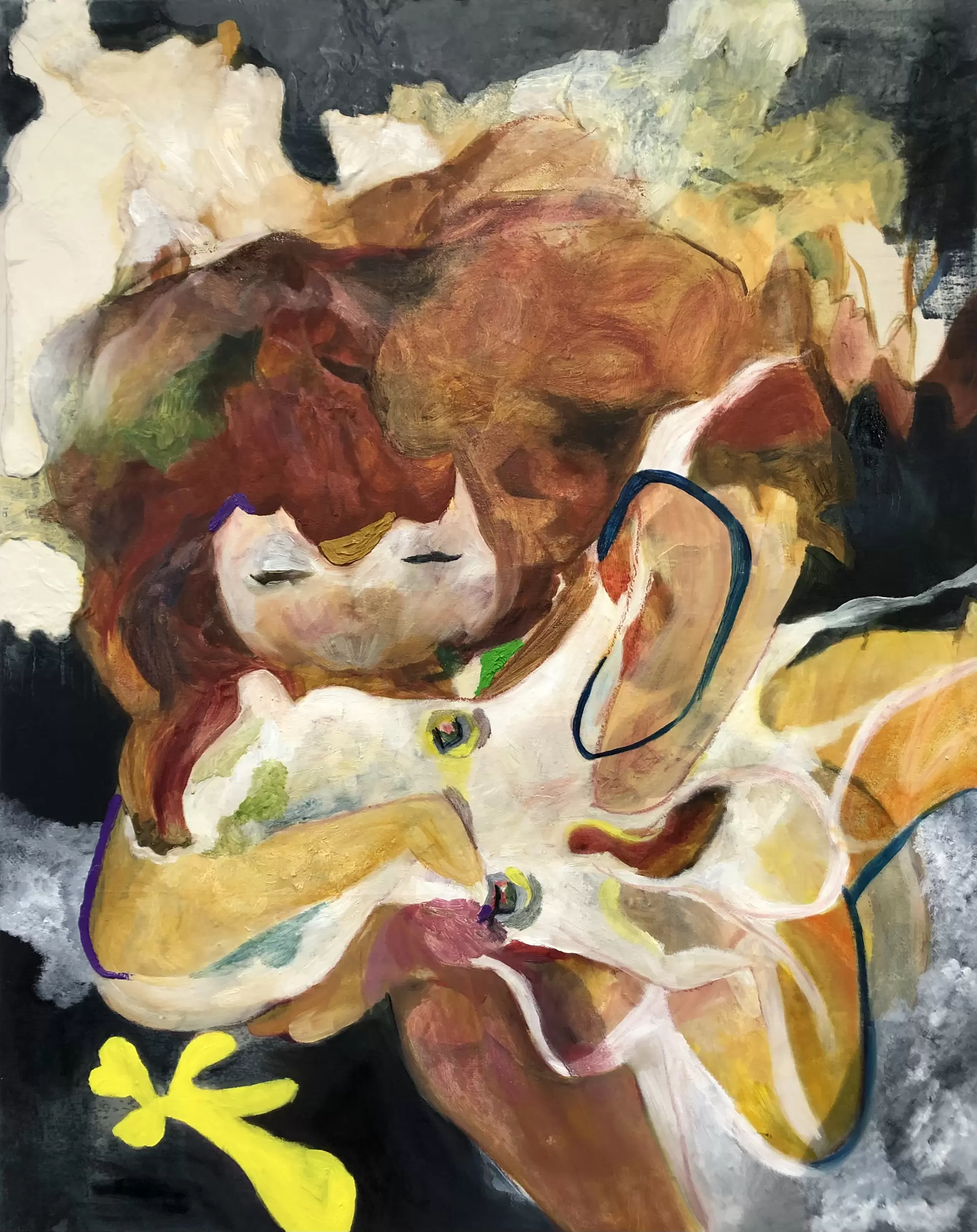 F30号】タコを捕まえる 油絵 原画 oil painting 抽象画 たこ