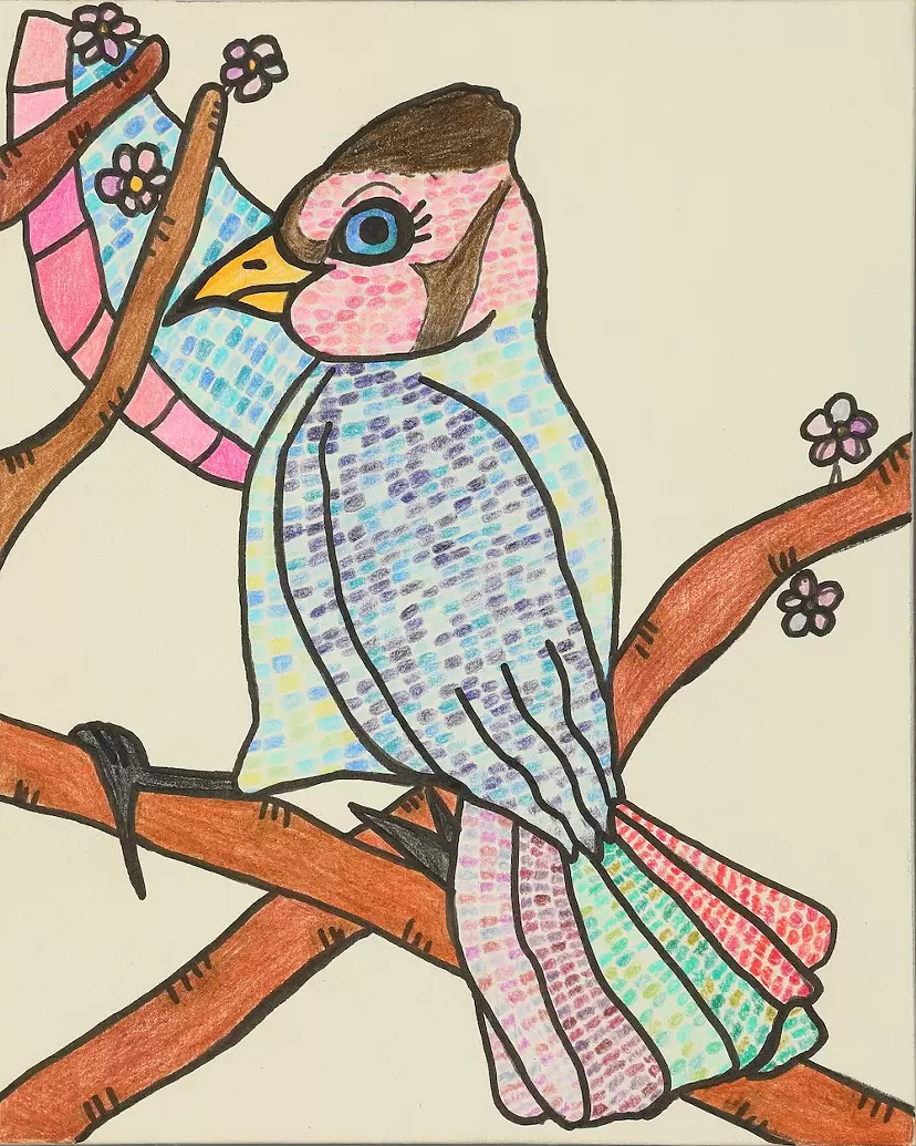 絵画　オカメインコ　障害者アート 絵画 オカメインコ 障害者アート 絵画 オカメインコ 障害者